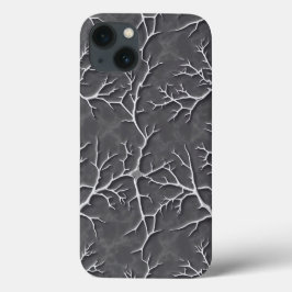Donkergrijze iPhone Hoes met Tak Textuur Relief