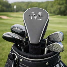 Donkergrijze Klassieke Aangepaste Monogram & Naam Golfheadcover