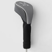 Donkergrijze Klassieke Aangepaste Monogram & Naam Golfheadcover (Schuin)