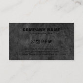 Donkergrijze lederen fotografie visitekaartje (Achterkant)