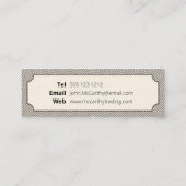 donkergrijze Logo Cartouche Stripes Patroon Mini Visitekaartje (Achterkant)