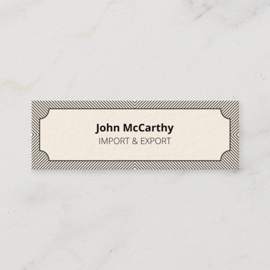 donkergrijze Logo Cartouche Stripes Patroon Mini Visitekaartje (Voorkant)