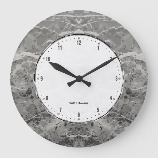 Donkergrijze marmer afdrukken grote klok (Voorkant)