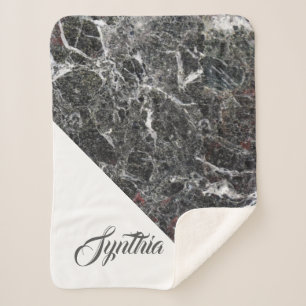 Donkergrijze marmeren steen sherpa deken