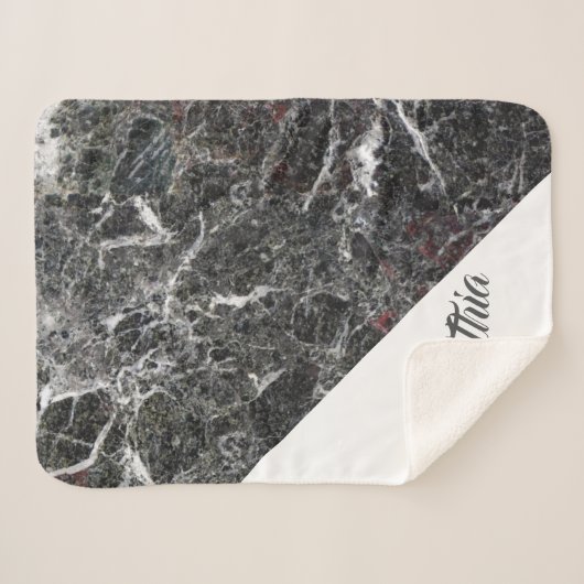 Donkergrijze marmeren steen sherpa deken (Voorkant (horizontaal))