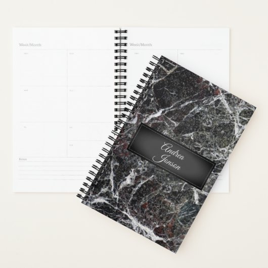 Donkergrijze marmeren steentextuur planner (Display)