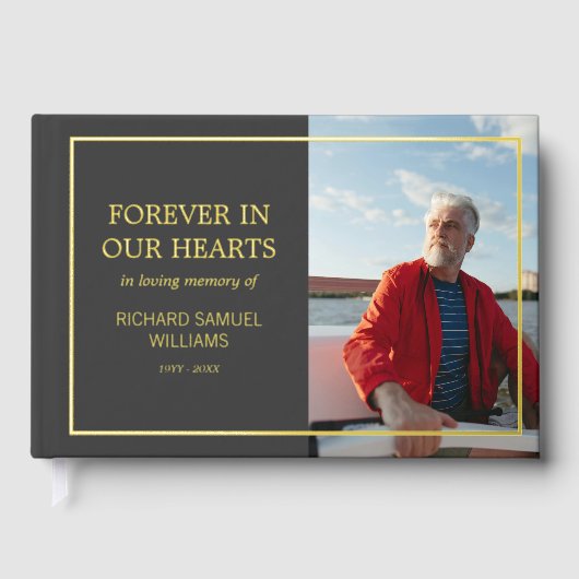 Donkergrijze minimalistische foto in liefdevol geh gastenboek (Voorkant)