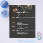 Donkergrijze moderne minimalistische fotografiepri flyer (Enkel)