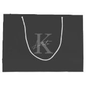 Donkergrijze Monogram Bruidsmeisje Voorstel Cadeau Groot Cadeauzakje (Achterkant)