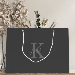 Donkergrijze Monogram Bruidsmeisje Voorstel Cadeau Groot Cadeauzakje