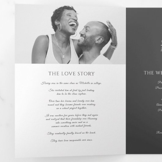 Donkergrijze monogram kransverhaal toewijding brui drieluik programma (Binnenzijde eerst)