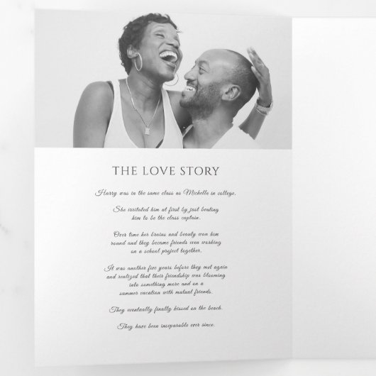 Donkergrijze monogram kransverhaal toewijding brui drieluik programma (Binnenzijde eerst)