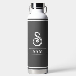 Donkergrijze Monogram Waterfles