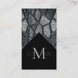 Donkergrijze mozaïekglas monogram businesskaart 8 visitekaartje