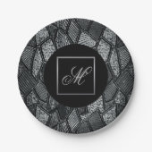 Donkergrijze mozaïekglazen monogram Bord (Voorkant)