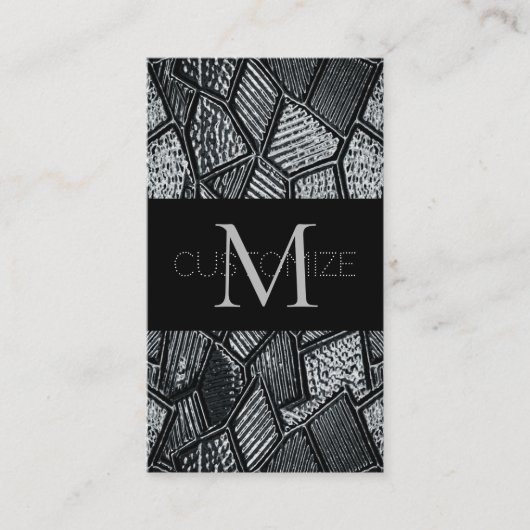 Donkergrijze mozaïekglazen monogram Visitekaartje (Voorkant)
