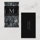 Donkergrijze mozaïekglazen monogram Visitekaartje  (Voorkant / Achterkant)