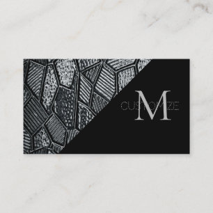 Donkergrijze mozaïekglazen monogram Visitekaartje