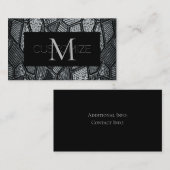 Donkergrijze mozaïekglazen monogram Visitekaartje (Voorkant / Achterkant)