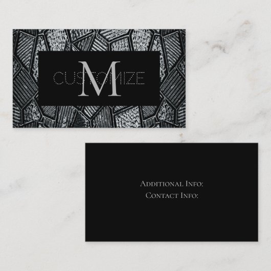 Donkergrijze mozaïekglazen monogram Visitekaartje (Voorkant / Achterkant)