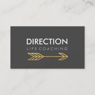 Donkergrijze pijl - Vettekst creatieve levenscoder Visitekaartje