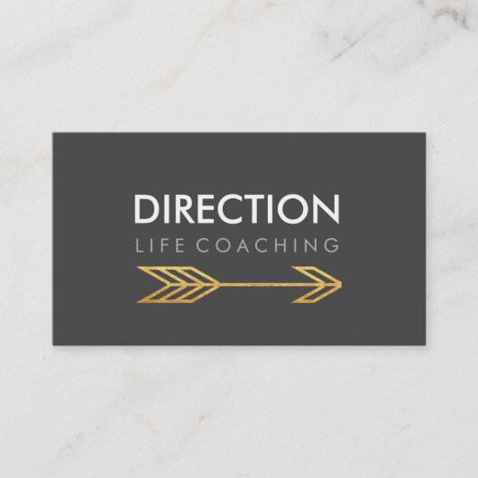 Donkergrijze pijl - Vettekst creatieve levenscoder Visitekaartje (Voorkant)
