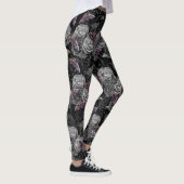 Donkergrijze Raven Evermore met Rozen en Hawkmoths Leggings (Rechts)