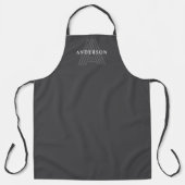 Donkergrijze Retro Moderne Monogramnaam Schort (Voorkant)