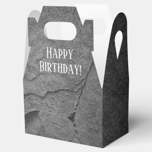 donkergrijze rottextuur voor verjaardag bedankdoosjes (Geopend)