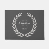 Donkergrijze rustieke krans familienaam Est. Deurmat (Voorkant)