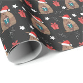 Donkergrijze Santa Armadillo met Cadeaupatroon Cadeaupapier (Rol Hoek)