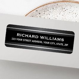 Donkergrijze satin- en zilvergrenspost etiket