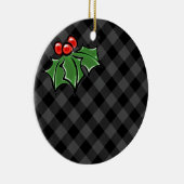 Donkergrijze speldenstaart met Holly Sprigs Keramisch Ornament (Rechts)