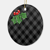 Donkergrijze speldenstaart met Holly Sprigs Keramisch Ornament (Links)