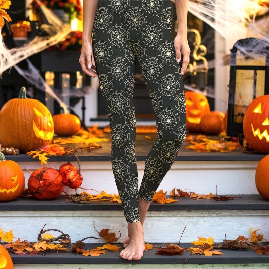 Donkergrijze spin web patroon Halloween Leggings