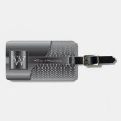 Donkergrijze stalen metaal - Monogram Masculinair Bagagelabel (Voorkant horizontaal)