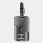 Donkergrijze stalen metaal - Monogram Masculinair Bagagelabel (Voorkant verticaal)