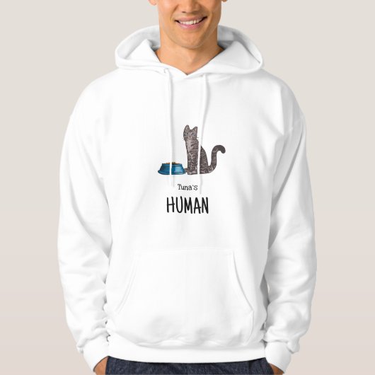 Donkergrijze Tabbykat T-shirt met capuchon (Voorkant)