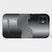 Donkergrijze tinten glanzende metallic look Case-Mate iPhone case (Achterkant (horizontaal))