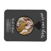 Donkergrijze trouwring foto Save the Date Magneet (Horizontaal)