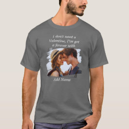 Donkergrijze Valentijnsdag Aangepaste naam en foto T-shirt