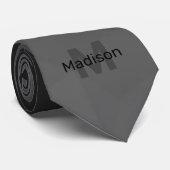 Donkergrijze verloop geometrie mesh patroon Monogr Stropdas (Opgerold)