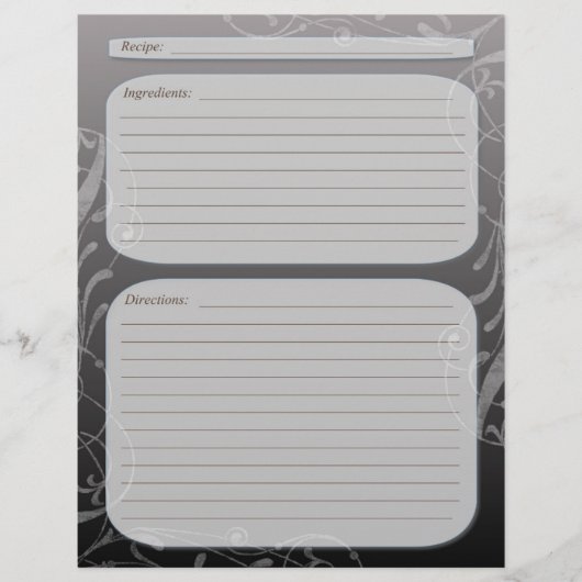 Donkergrijze vervaging-pagina van het recept voor  (Voorkant)