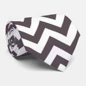Donkergrijze witte Chevron Pattern Stropdas (Opgerold)