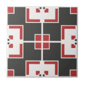 Donkergrijze witte en rode moderne geometrische mo tegeltje (Voorkant)