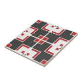 Donkergrijze witte en rode moderne geometrische mo tegeltje (Zijkant)