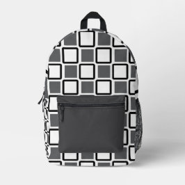 Donkergrijze & Witte Geometrische Rugzak