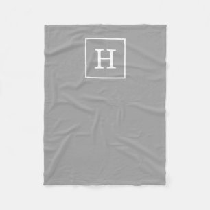Donkergrijze witte Initiaal monogram Fleece Deken