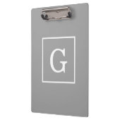Donkergrijze witte Initiaal monogram Klembord (Links)