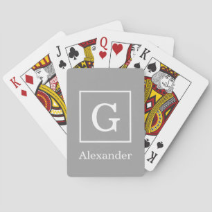 Donkergrijze witte Initiaal monogram Pokerkaarten